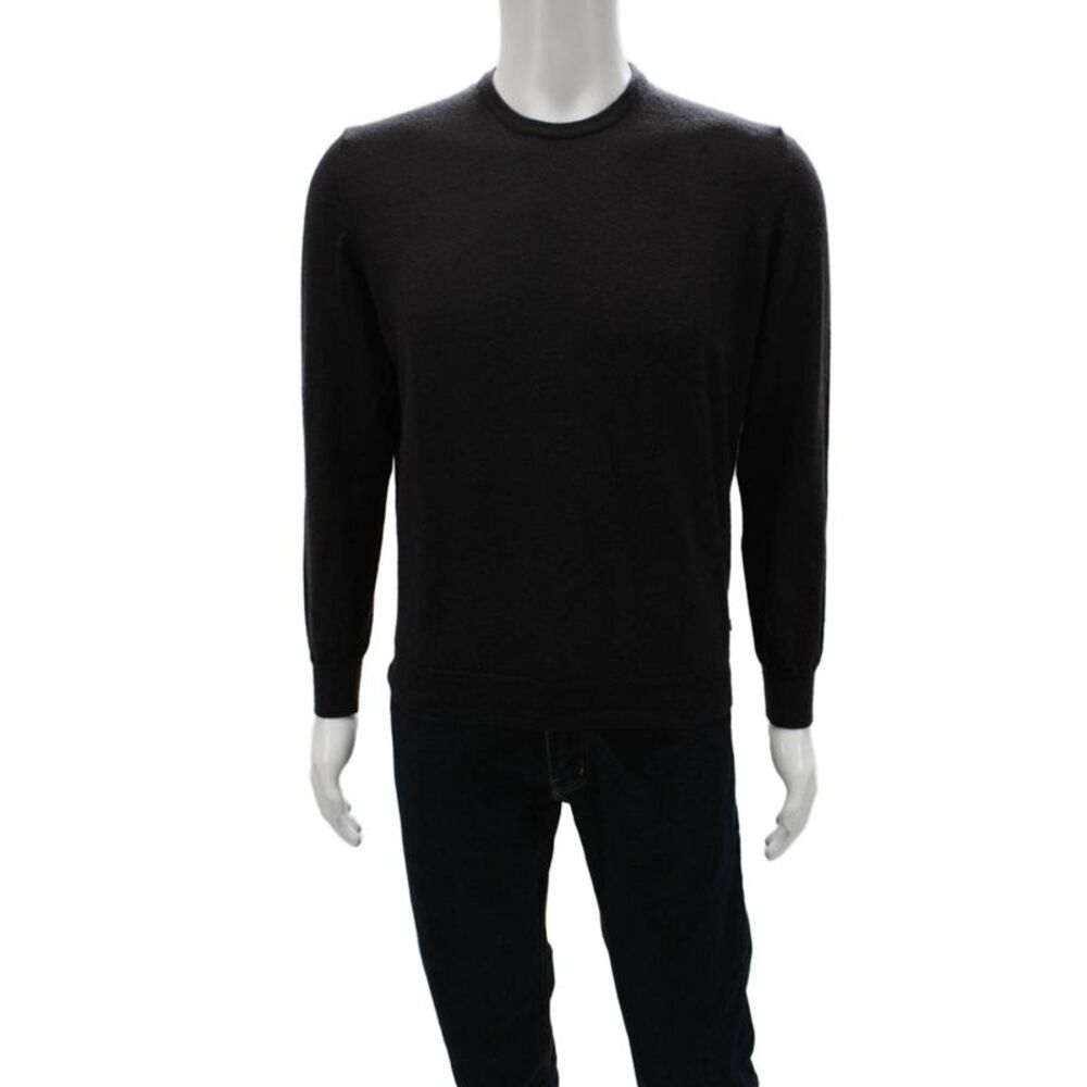 Ferrante Mens Black Merino Wool Pullover Crewneck Size IT 50